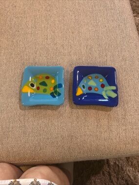 Handcrafted Blue Fish Glass Dish - Light and Dark Blue Options